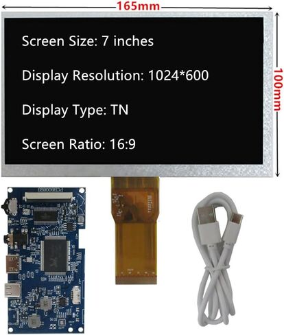 7-Inch 1024×600 Portable LCD Display Kit with Mini HDMI & Type-C – DIY Secondary Monitor for PC, Orange Pi, Gaming Consoles, TV Box, and HDMI-Compatible Devices in Saudi Arabia