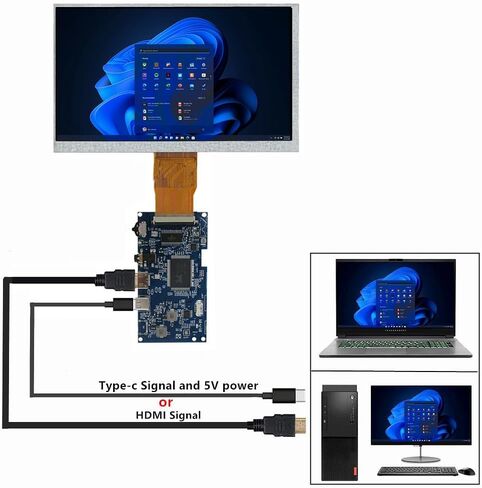 7-Inch 1024×600 Portable LCD Display Kit with Mini HDMI & Type-C – DIY Secondary Monitor for PC, Orange Pi, Gaming Consoles, TV Box, and HDMI-Compatible Devices in Saudi Arabia