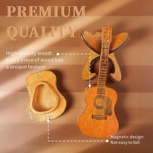 صندوق خشبي للجيتار مع حامل - تصميم منقوش، 3 قطع فريدة من نوعها، هدية لعازفي الجيتار والموسيقيين ومحبي الجيتار الصوتي/الكهربائي in Kuwait