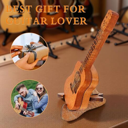 صندوق خشبي للجيتار مع حامل - تصميم منقوش، 3 قطع فريدة من نوعها، هدية لعازفي الجيتار والموسيقيين ومحبي الجيتار الصوتي/الكهربائي in Kuwait