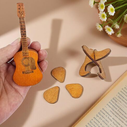 صندوق خشبي للجيتار مع حامل - تصميم منقوش، 3 قطع فريدة من نوعها، هدية لعازفي الجيتار والموسيقيين ومحبي الجيتار الصوتي/الكهربائي in Kuwait