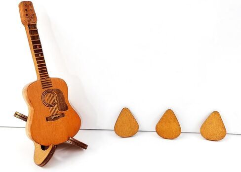 صندوق خشبي للجيتار مع حامل - تصميم منقوش، 3 قطع فريدة من نوعها، هدية لعازفي الجيتار والموسيقيين ومحبي الجيتار الصوتي/الكهربائي in Kuwait