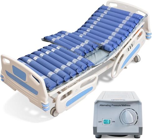 Medical Alternating Air Pressure Mattress Topper for Bedsore Relief with Quiet Pump Movable Door, 20 Cells Durable Pad for Bedridden Patients in Long-Term at Home & Hospital in Saudi Arabia