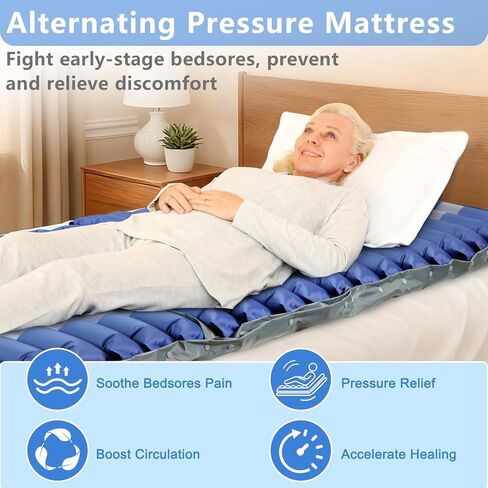 Medical Alternating Air Pressure Mattress Topper for Bedsore Relief with Quiet Pump Movable Door, 20 Cells Durable Pad for Bedridden Patients in Long-Term at Home & Hospital in Saudi Arabia