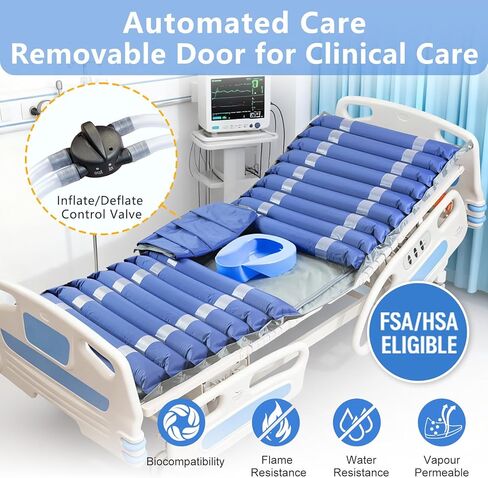 Medical Alternating Air Pressure Mattress Topper for Bedsore Relief with Quiet Pump Movable Door, 20 Cells Durable Pad for Bedridden Patients in Long-Term at Home & Hospital in Saudi Arabia