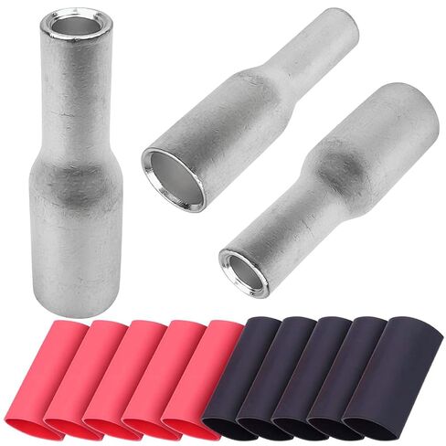 10PCS Step Down Butt Connectors 8 AWG to 12-10 AWG Non-Insulated Reducing Splices,Tinned Pure Copper for Corrosion Resistance & Strong Crimps for Wire Splice Connectors,with 10PCS 3:1 Heat Shrinks in Saudi Arabia