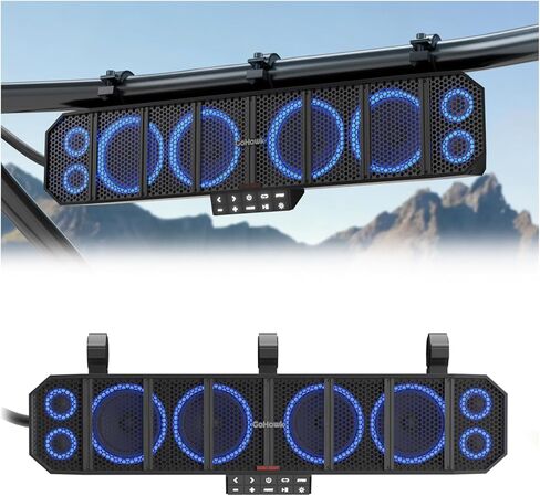 UTV Sound Bar | Waterproof 8-Speaker ATV Soundbar | Bluetooth & Multicolor Lights | 25-Inch SxS Speakers | Radio Amplified Soundbar for Polaris RZR, Can-Am Golf Cart, Marine w/FM Radio in Saudi Arabia