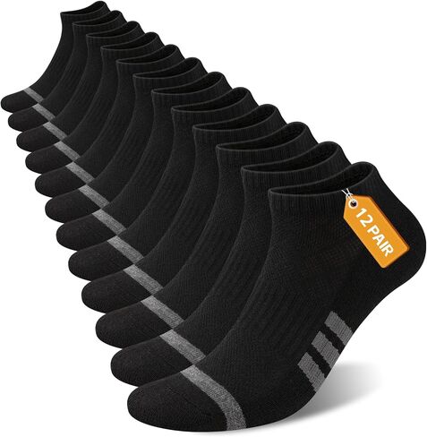 Heatuff Men's Cushion Ankle Socks Athletic Running Low Cut Breathable Comfort Casual Socks (12 Pairs) in Kuwait