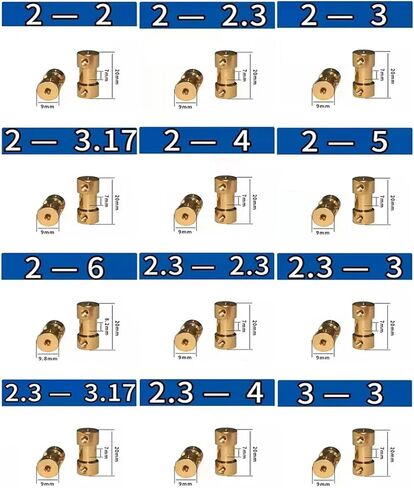 2 قطعة النحاس نقل مشترك موصل كم محول المحرك عمود المحرك تمديد موصل (3 مللي متر-5 مللي متر-2 قطعة) in Kuwait