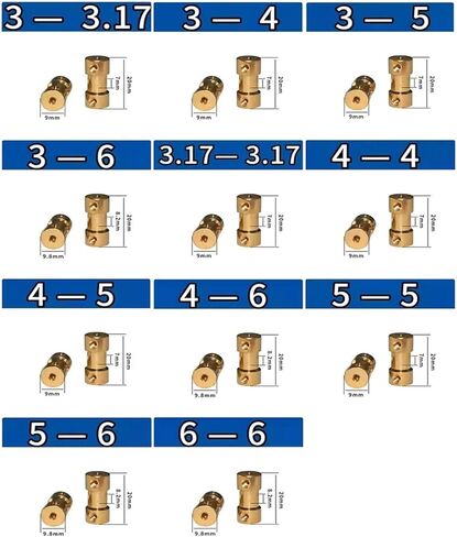 2 قطعة النحاس نقل مشترك موصل كم محول المحرك عمود المحرك تمديد موصل (3 مللي متر-5 مللي متر-2 قطعة) in Kuwait