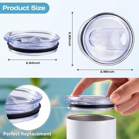 12 Pcs Replacement Lids for 20 oz Flat Bottomed Straight Body Tumblers with Inner Mouth about 2.76inch, Replacement Skinny Cup Lids for Water, Coffee or Tea on Travel, Work Hour and Daily Life in Kuwait