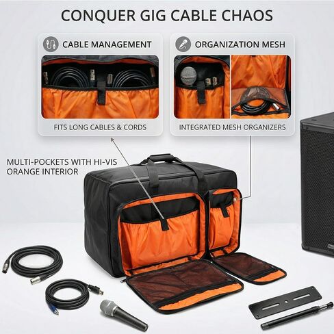 حقيبة مكبر صوت 1680D لـ QSC K12، حقيبة مكبر صوت عالية التحمل مقاس 12 بوصة مع حماية للزاوية مكونة من 6 وسادات، وجيوب ملحقة ووصول إلى المقبض العلوي، تناسب Yamaha DXR12 & EV ZLX-12P-G2، 24.5 × 15 × 15 in Kuwait