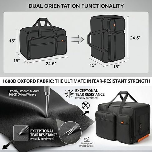 حقيبة مكبر صوت 1680D لـ QSC K12، حقيبة مكبر صوت عالية التحمل مقاس 12 بوصة مع حماية للزاوية مكونة من 6 وسادات، وجيوب ملحقة ووصول إلى المقبض العلوي، تناسب Yamaha DXR12 & EV ZLX-12P-G2، 24.5 × 15 × 15 in Kuwait