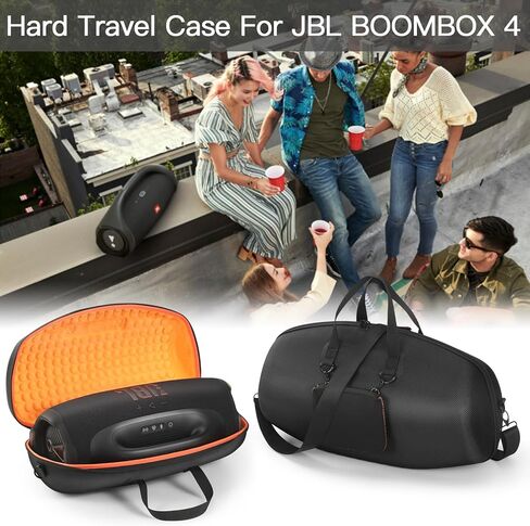 حقيبة سفر صلبة لجهاز JBL BOOMBOX 4، حقيبة تخزين واقية صلبة من مادة EVA مع حزام كتف - نايلون مقاوم للماء، جزء داخلي من القطيفة الناعمة وجيب شاحن متوافق مع مكبر صوت JBL Boombox 4 in Saudi Arabia