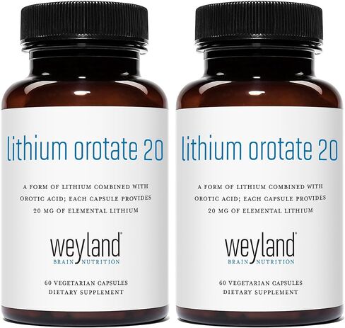 Lithium Orotate - 20mg of Elemental Lithium, 60 Vegetarian Capsules (120 Count (Pack of 2)) in Kuwait