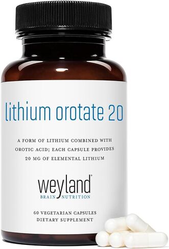 Lithium Orotate - 20mg of Elemental Lithium, 60 Vegetarian Capsules (120 Count (Pack of 2)) in Kuwait