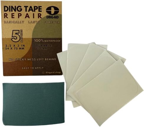 شريط إصلاح لوح التزلج من DING-Tape، رقع إصلاح شريط Ding مقاومة للماء بنسبة 100%، ملصقات شفافة مقاس 2.2 × 3 بوصة مع ورقة سنفرة، 5 أو 10 عبوات in Saudi Arabia