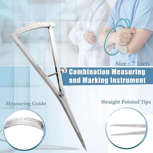 A2Z CASTROVIEJO Caliper 7" Straight Measuring & Marking Device with Graduated 0-40mm Scale and Adjustable Thumbscrew, Stainless Steel Orthopedic Ophthalmic Surgical Medical Measuring Instrument in Saudi Arabia