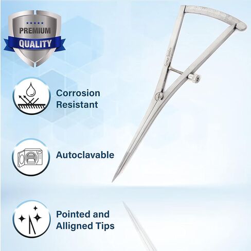 A2Z CASTROVIEJO Caliper 7" Straight Measuring & Marking Device with Graduated 0-40mm Scale and Adjustable Thumbscrew, Stainless Steel Orthopedic Ophthalmic Surgical Medical Measuring Instrument in Saudi Arabia