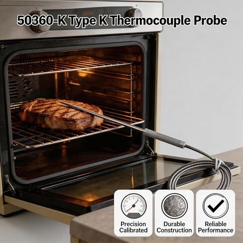 مسبار حراري من النوع K 50360-K مع كابل مضفر من الفولاذ المقاوم للصدأ مقاس 55 بوصة. متوافق مع مجسات كوبر أتكينز الحرارية من النوع K نطاق درجة الحرارة -40 درجة فهرنهايت إلى 1100 درجة فهرنهايت مناسب للأفران والشوايات in Kuwait