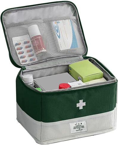 Travel Medicine Bag Organizer, Portable Medical Bag Empty, for Home, Travel, Camping, Car, Hiking & Outdoor Emergencies, Empty first aid box (Green) in Kuwait