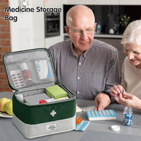 Travel Medicine Bag Organizer, Portable Medical Bag Empty, for Home, Travel, Camping, Car, Hiking & Outdoor Emergencies, Empty first aid box (Green) in Kuwait