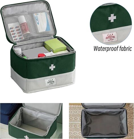 Travel Medicine Bag Organizer, Portable Medical Bag Empty, for Home, Travel, Camping, Car, Hiking & Outdoor Emergencies, Empty first aid box (Green) in Kuwait