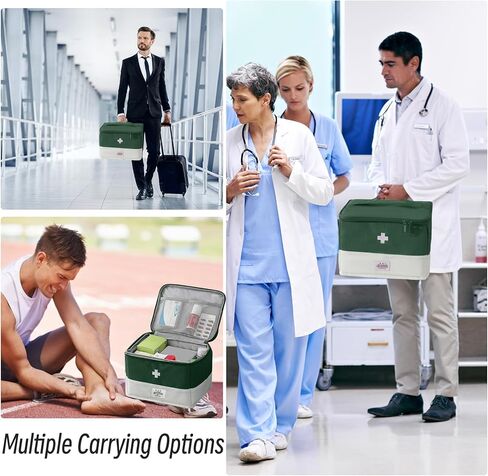Travel Medicine Bag Organizer, Portable Medical Bag Empty, for Home, Travel, Camping, Car, Hiking & Outdoor Emergencies, Empty first aid box (Green) in Kuwait