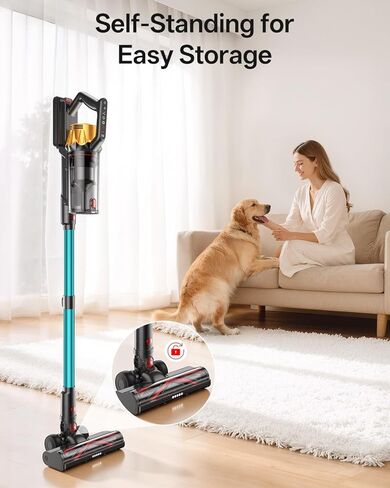 Cordless Vacuum Cleaner, 650W 55KPa 60Mins Vacuum Cleaners for Home, 8-in-1 Stick Vacuum with Charging Dock Station, Powerful Suction, Rechargeable, Versatile for Carpet, Hard Floor, Pet Hair in Kuwait