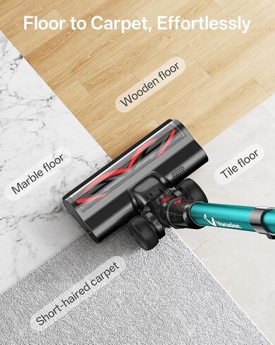 Cordless Vacuum Cleaner, 650W 55KPa 60Mins Vacuum Cleaners for Home, 8-in-1 Stick Vacuum with Charging Dock Station, Powerful Suction, Rechargeable, Versatile for Carpet, Hard Floor, Pet Hair in Kuwait