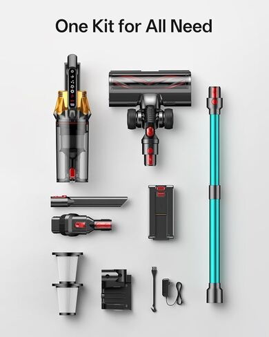 Cordless Vacuum Cleaner, 650W 55KPa 60Mins Vacuum Cleaners for Home, 8-in-1 Stick Vacuum with Charging Dock Station, Powerful Suction, Rechargeable, Versatile for Carpet, Hard Floor, Pet Hair in Kuwait