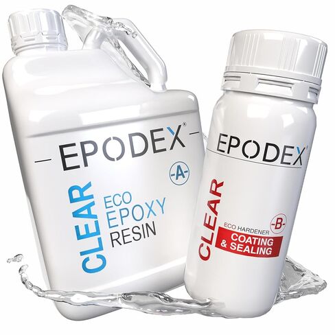 EPODEX Coating & Sealing Epoxy Resin Kit, Clear Epoxy Resin for Coatings, Repairs & Crafts with Crystal-Clear Finish for Floors, Tabletops, Wood, Concrete & More - Crystal Clear - 0.375gal in Saudi Arabia