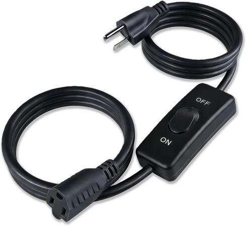 سلك تمديد طويل مع التبديل/إيقاف تشغيل 3 Prong 18 AWG 6.56 قدم سلك الطاقة الداخلي للاستخدام الداخلي - أبيض in Kuwait