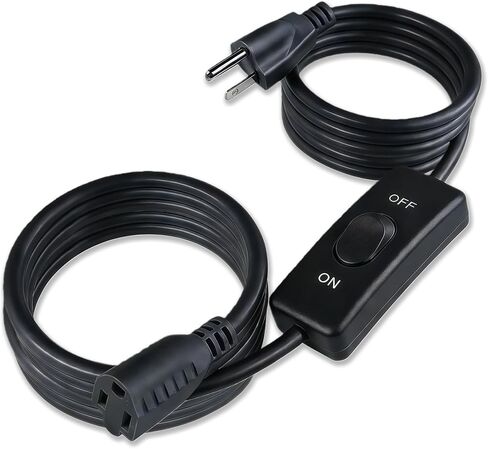 سلك تمديد طويل مع التبديل/إيقاف تشغيل 3 Prong 18 AWG 6.56 قدم سلك الطاقة الداخلي للاستخدام الداخلي - أبيض in Kuwait