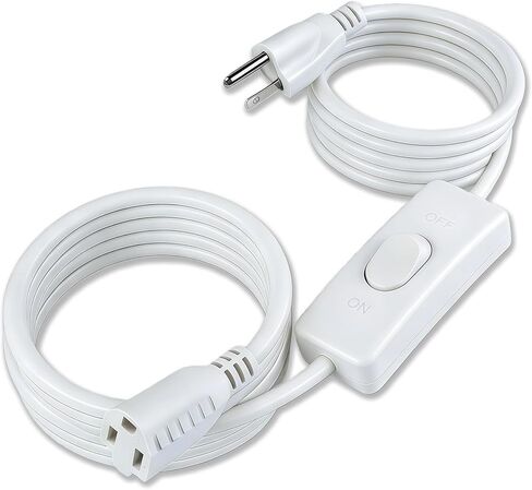 سلك تمديد طويل مع التبديل/إيقاف تشغيل 3 Prong 18 AWG 6.56 قدم سلك الطاقة الداخلي للاستخدام الداخلي - أبيض in Kuwait