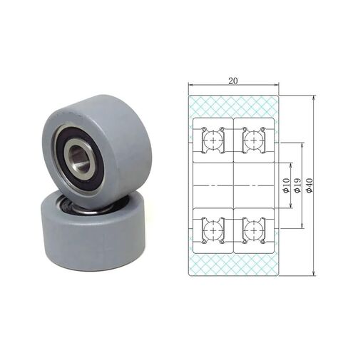 1PCS 40mm PU Coated Roller with Double 6200RS Bearings 10x40x20mm PUT620040-20 high Load Silent Sliding Door Bearing in Saudi Arabia