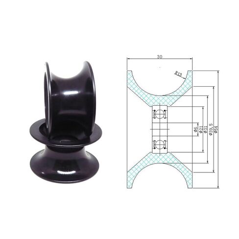 1Pcs 6x54x30mm R13 mm Nylon U Shape Bearing Pulley with 636RS BSU63654-30 6mm Tube POM Guide Roller in Saudi Arabia