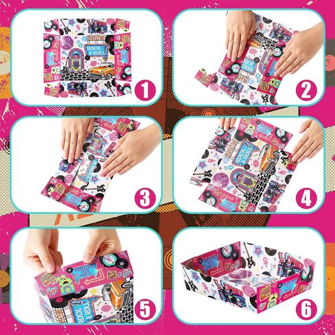 Layhit 60 Pcs 1950s Party Supplies 5 lb Food Boats Large Paper Serving Trays Burger Fries Hot Dog Taco BBQ Popcorn for Rocking Music Sock Hop Birthday 1950s Theme Party in Saudi Arabia
