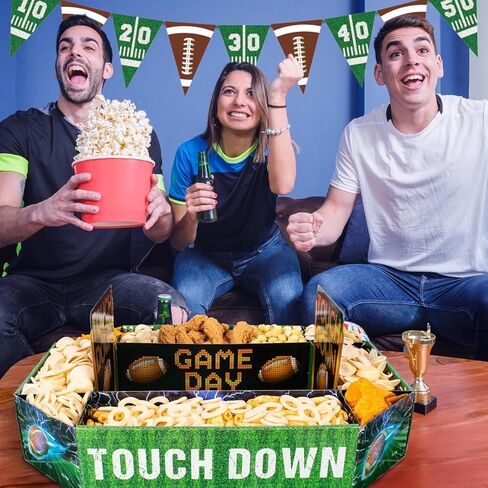 صينية طعام لمستلزمات حفلات كرة القدم - ملعب كبير للوجبات الخفيفة مقاس 25 × 20 بوصة، صينية تقديم لحفلات السوبر بول - ديكورات حفلات كرة القدم مع عرض الطعام ليوم اللعبة in Kuwait