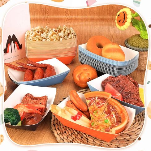 100Pcs Blue Dog Birthday Party Supplies Orange Bluey Plates Paper Food Boats 2lb Paper Food Trays Colorful Disposable Serving Tray Bluey Plates Taco Nacho Boats for Blue and Orange Party Decorations in Kuwait