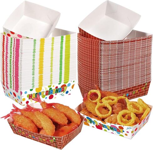 Funrous 100 Pcs Mexican Paper Food Trays Cielito Lindo Party Decoration Pre-assembled Mexicano Taco Boats Fiesta Snack Nacho Trays for Cinco De Mayo Party Baby Shower Wedding Supplies in Saudi Arabia