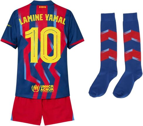 Youth Lamine Yamal #10 Soccer Kids Jersey Shorts Socks Set for Boys & Girls Fan Edition-Home,Away,Third Kit,Fourth Kit 25/26 in Saudi Arabia