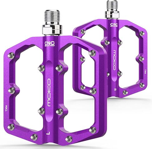 MoKo Mountain Bike & MTB Flat Pedals, Lightweight CNC Machined Aluminum Bicycle Pedals with 24 Replaceable Steel Pins & 3 Sealed Bearings, 9/16" Fits Road/City/BMX/E-Bike in Saudi Arabia