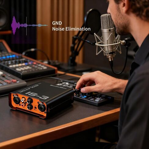 StudioMan IS-3 عازل إشارة الصوت ثنائي القناة - صندوق DI احترافي مع مدخلات XLR/RCA/TRS متوازنة، وسادة 10 ديسيبل/15 ديسيبل ورفع أرضي للجيتار والباس ولوحات المفاتيح ومشغلات الوسائط in Kuwait
