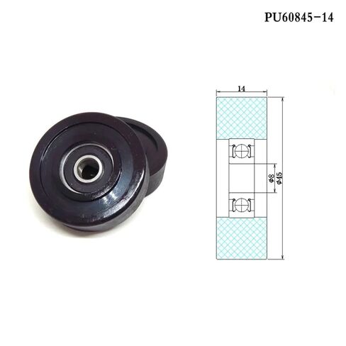 1 قطعة القطر الخارجي 45 مللي متر 85A الأسطوانة المطاطية الصلبة مع 608RS تحمل PU60845-14 8x45x14 بكرة البولي يوريثين الأسود in Saudi Arabia