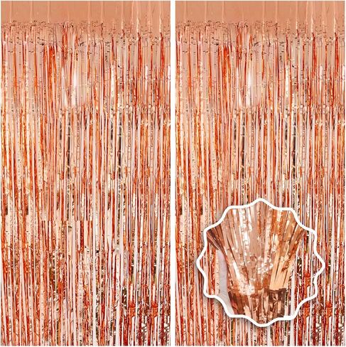 Pastel Pink Birthday Party Backdrop Decorations Foil Fringe Curtain 3.3x8.2ft 2 Pack, Pink Streamers Background Party Decorations Wall Door Hanging for Baby Valentines Barbie Princess Bachelorette in Kuwait