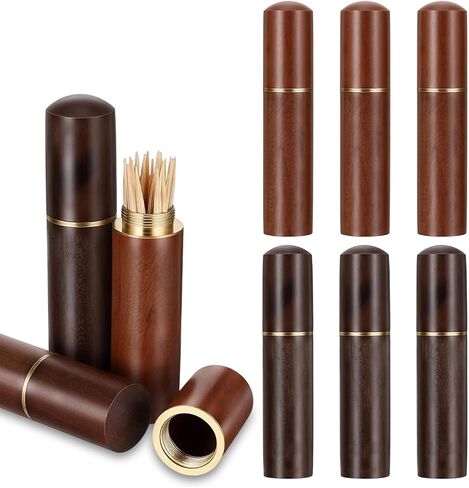 6 قطع من حامل أعواد الأسنان للمحفظة، جيب حامل أعواد الأسنان الخشبي، حوامل أعواد الأسنان محكمة الغلق لتخزين إبرة الأسنان وحبوب منع الحمل ومسحة قطنية in Saudi Arabia