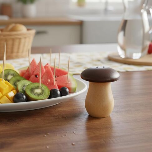 حامل أعواد أسنان الفطر، موزع حامل أعواد الأسنان مع 150 قطعة من أعواد الأسنان، حوامل أعواد أسنان لطيفة ومضحكة حاوية خشبية للمطبخ على شكل فطر لإكسسوارات ديكور طاولة المنزل in Kuwait