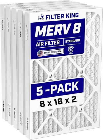 مرشح King 20x30x2 مرشح الهواء | 5 عبوة | MERV 8 HVAC مطوي المرشحات A/C الفرن | صنع في الولايات المتحدة | الحجم الفعلي: 19.5 × 29.5 × 1.75 " in Kuwait