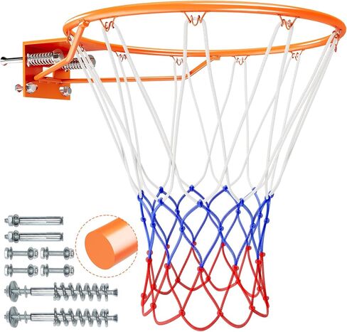 Yohood 18" Basketball Rim, Heavy Duty Solid Steel Rim for Wall Mount & Hoop Replacement, Double Spring Basketball Rim with All Weather Net, More Compatible Multi-Hole Design in Kuwait